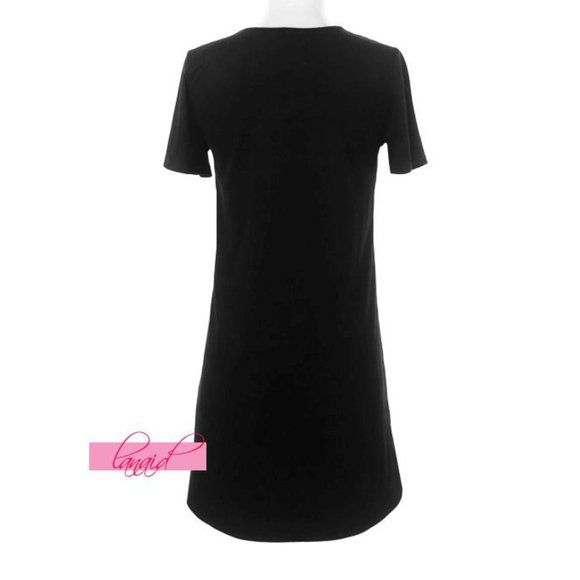 Z Supply The Suede Cut-Out Dress Black V-Neck Strappy Felt Cutout Edgy Mini XS - Picture 5 of 9